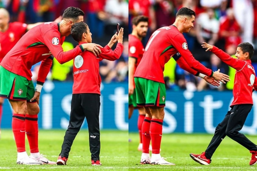 Cậu bé may mắn chụp ảnh với Ronaldo tại Euro 2024