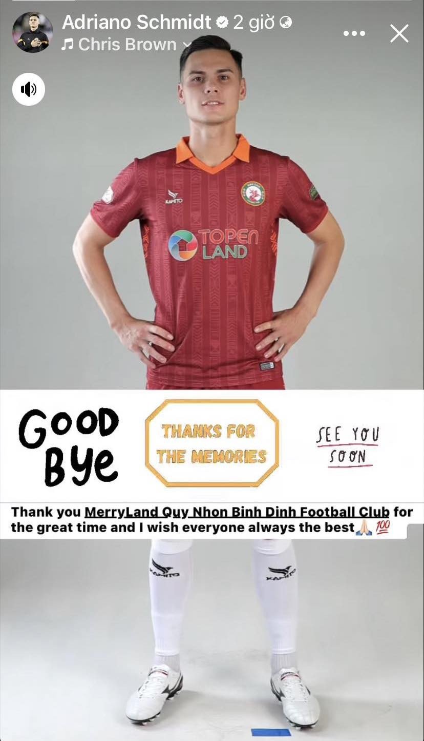 Trung vệ Adriano Schmidt Rời Bình Định, Điểm Đến Tiếp Theo Là Đâu?