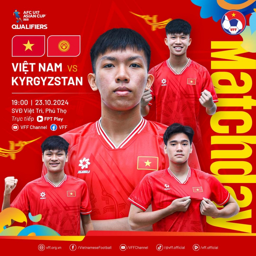 U17 Việt Nam quyết đấu mở màn vòng loại U17 Châu Á 2025 trước U17 Kyrgyzstan