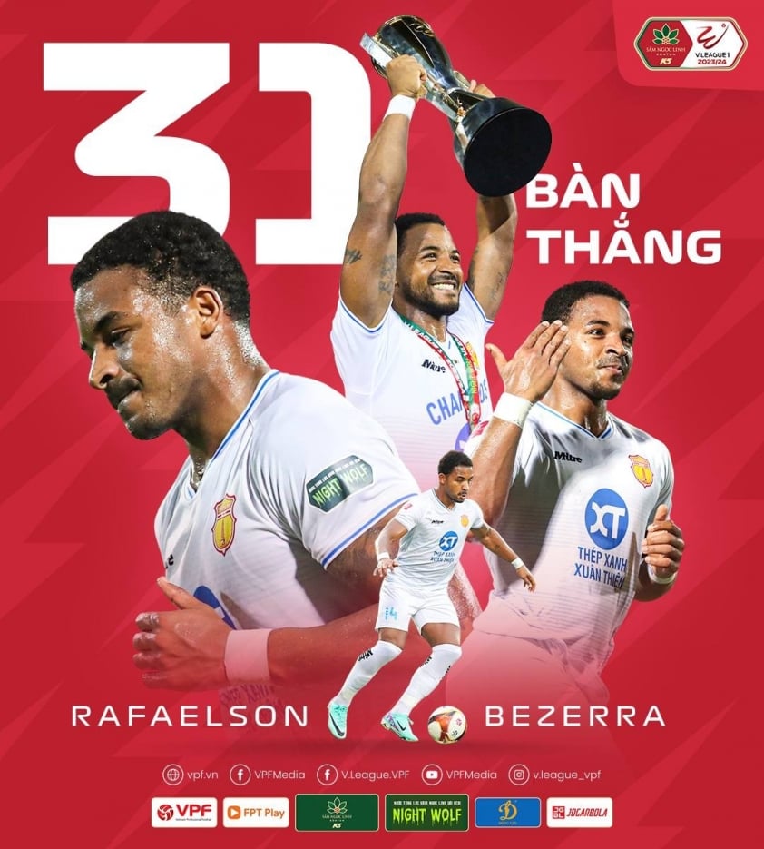 Rafaelson Tạo Kỷ Lục Khi Trở Thành Vua Phá Lưới Hiệu Suất Ghi Bàn Cao Nhất V-League