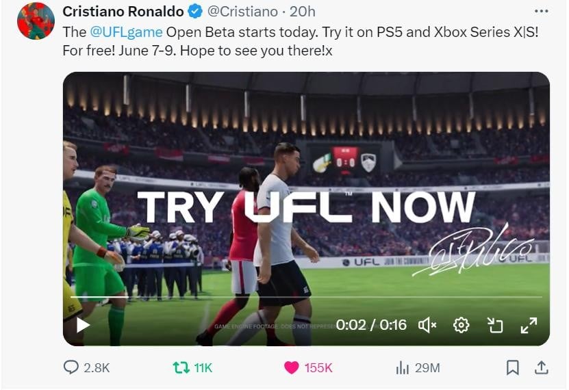 Cristiano Ronaldo và Strikerz Inc hợp tác cho ra mắt tựa game bóng đá UFL