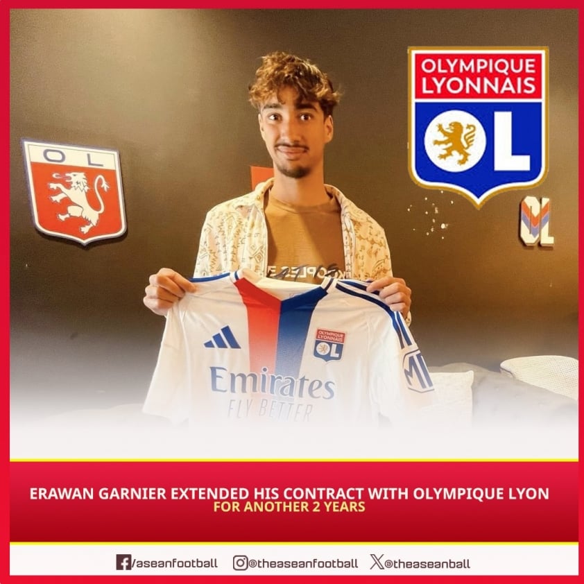 Tiền vệ Thái kiều Erawan Garnier gia hạn hợp đồng với Olympique Lyon, mở ra tương lai xán lạn
