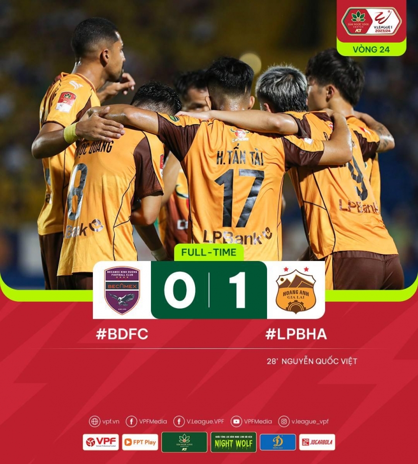 Nguyễn Quốc Việt ghi bàn thắng quyết định, HAGL thoát khỏi nguy cơ đá play-off trụ hạng