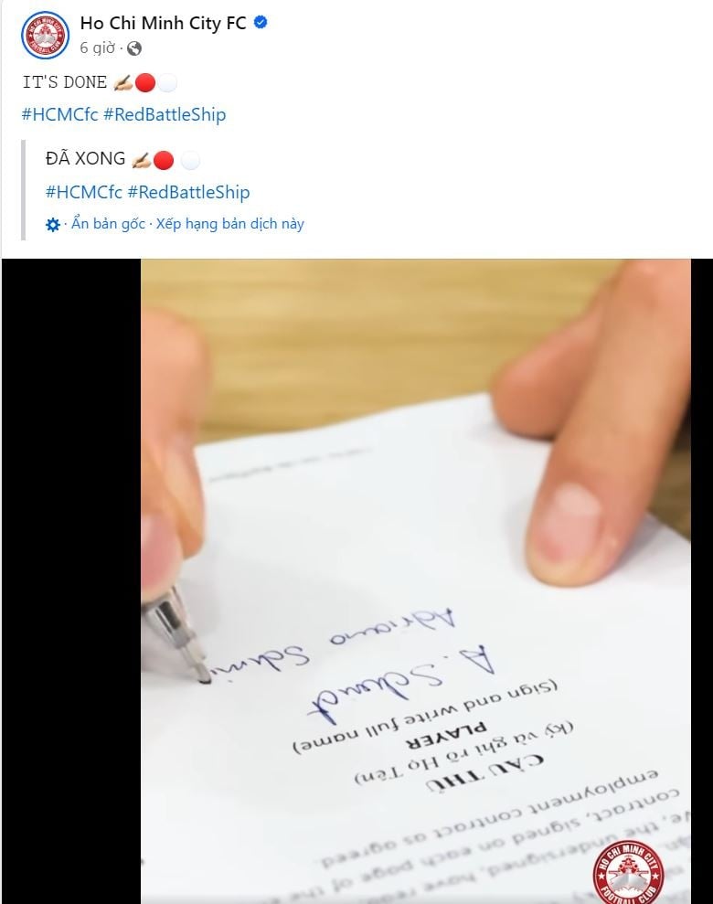 Adriano Schmidt chính thức cập bến CLB TPHCM