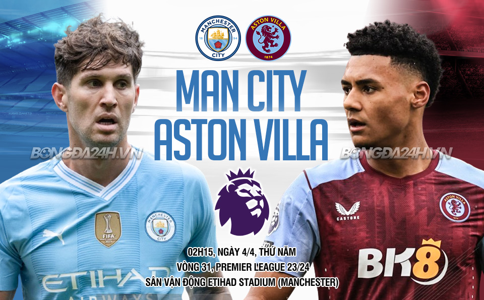 Nhận định Man City vs Aston Villa (02h15 ngày 4/4): Trận cầu phải thắng