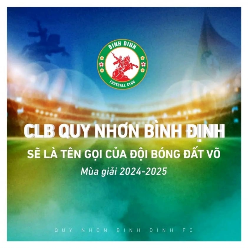 CLB Bình Định thay đổi tên gọi, không còn gắn mác nhà tài trợ MerryLand Quy Nhơn