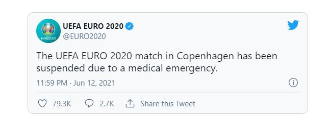 EURO hoãn trận đấu của Eriksen EURO hoãn trận đấu của Eriksen
