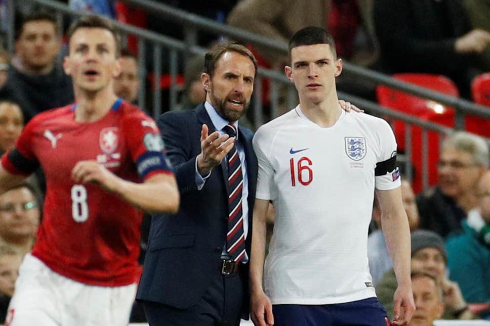 Southgate và Declan Rice Southgate và Declan Rice
