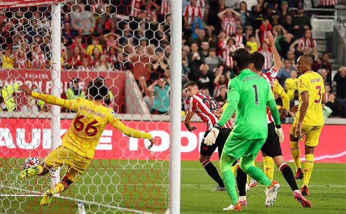 Brentford 3-3 Liverpool vòng 6 Ngoại Hạng Anh