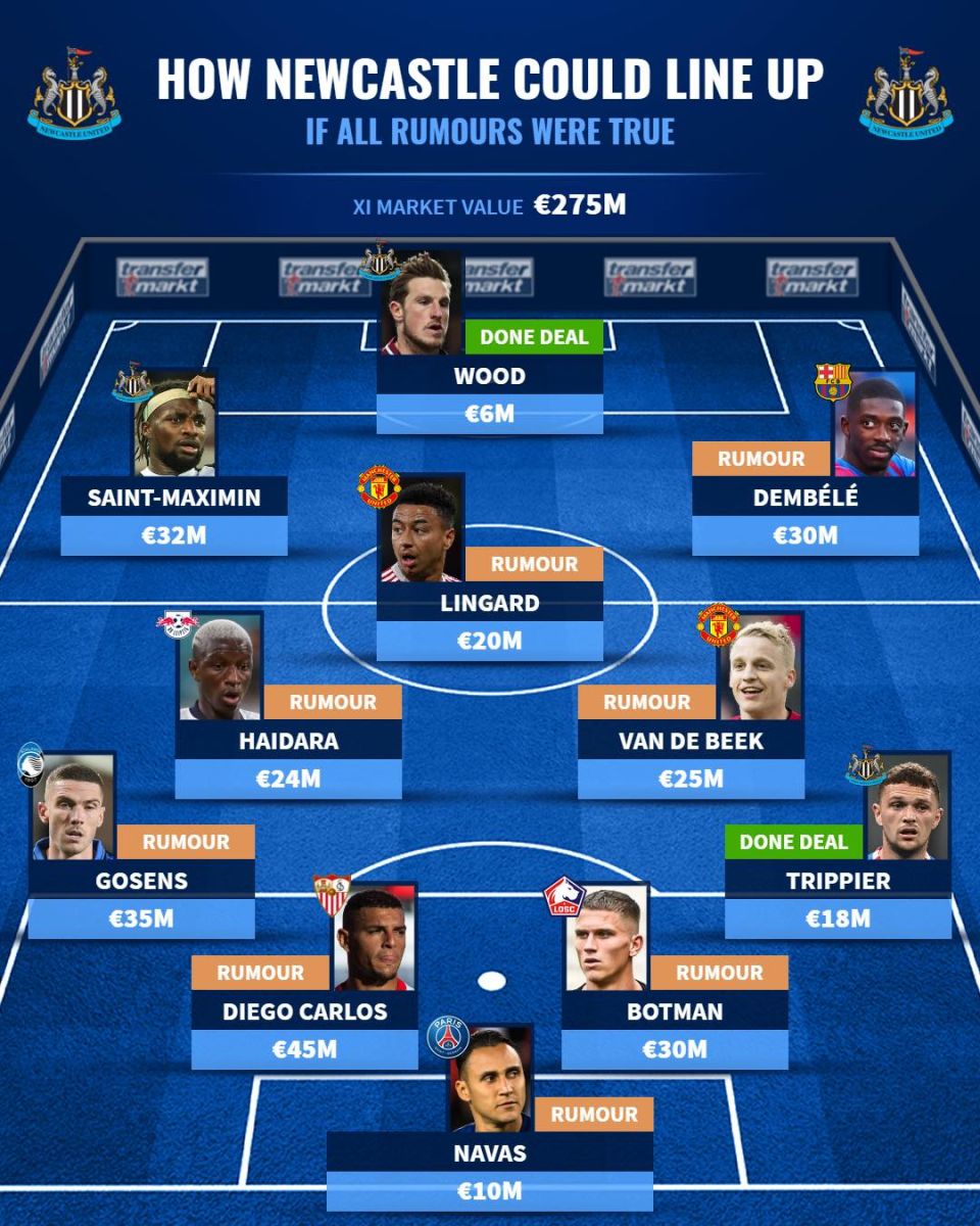 Đội hình trị giá gần 300 triệu của Newcastle gồm những ai?