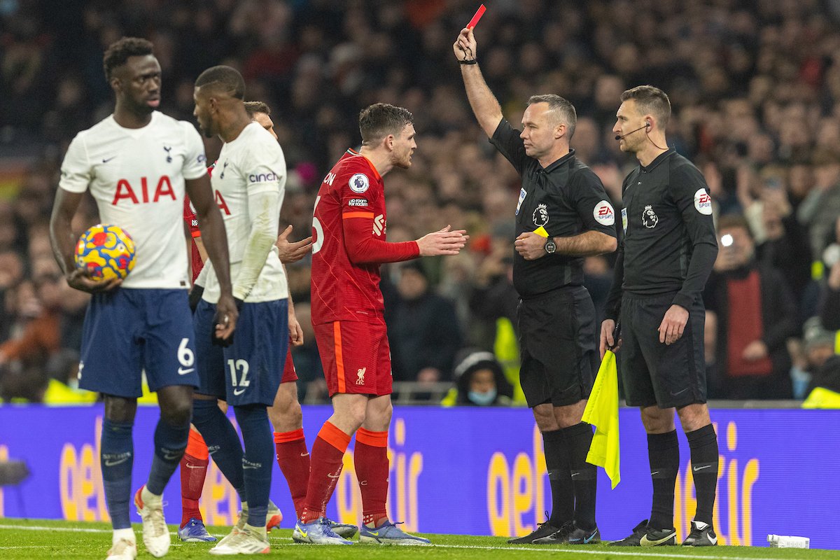 Tottenham 2-2 LIverpool Andrew Robertson thẻ đỏ