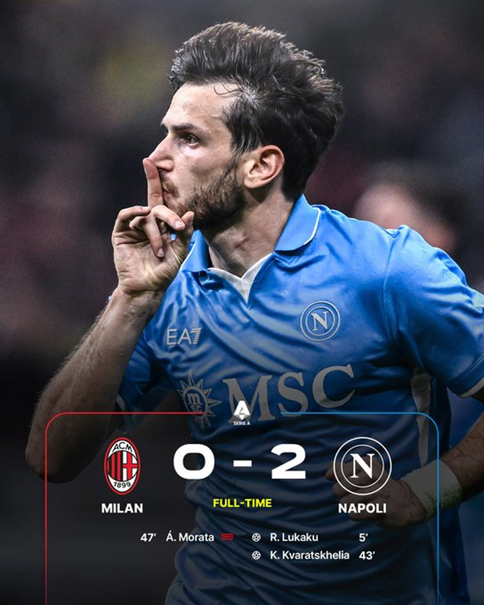 Napoli Trận Đấu Đỉnh Cao Thắng AC Milan 2-0, Trụ Vững Ngôi Đầu Bảng