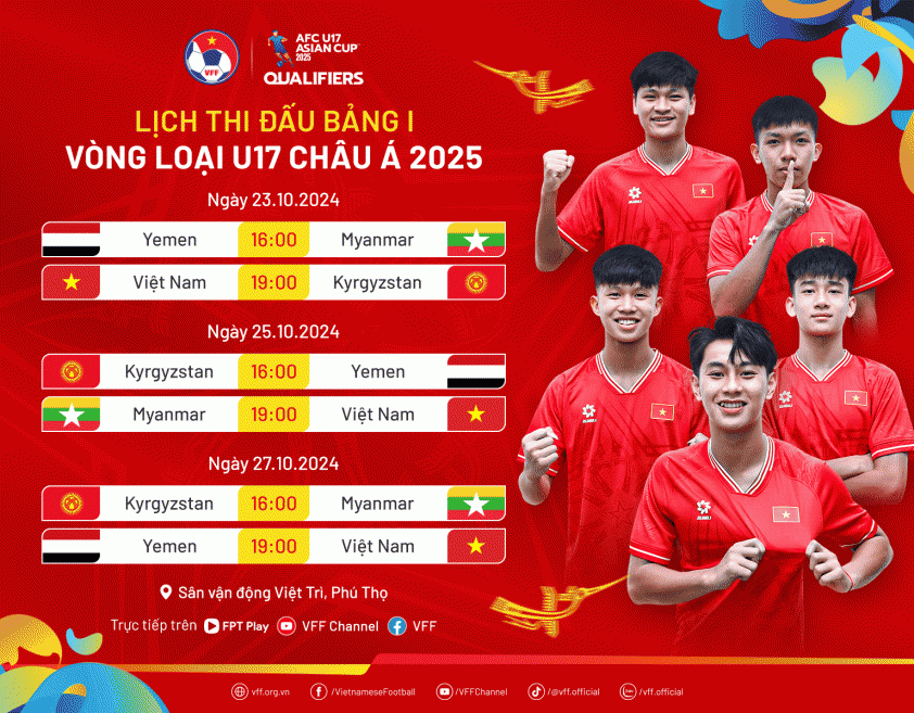 U17 Việt Nam quyết đấu mở màn vòng loại U17 Châu Á 2025 trước U17 Kyrgyzstan