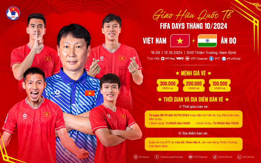 Việt Nam đấu Ấn Độ Công bố giá vé và kế hoạch bán tại SVĐ Thiên Trường