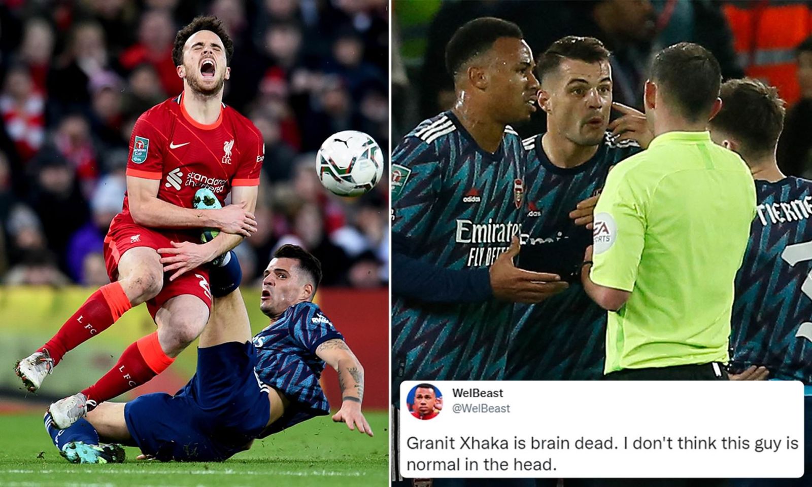 Granit Xhaka nhận thẻ đỏ 