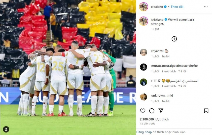 Ronaldo cam kết Al-Nassr sẽ đứng dậy sau thất bại đau đớn