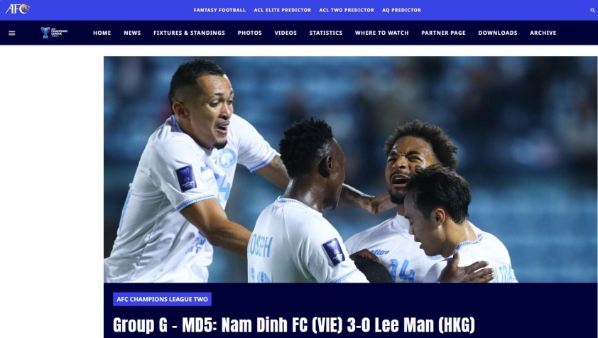 Kiến tạo lịch sử CLB Nam Định tiến vào vòng 1/8 AFC Champions League 2024/25 với chiến thắng vang dội