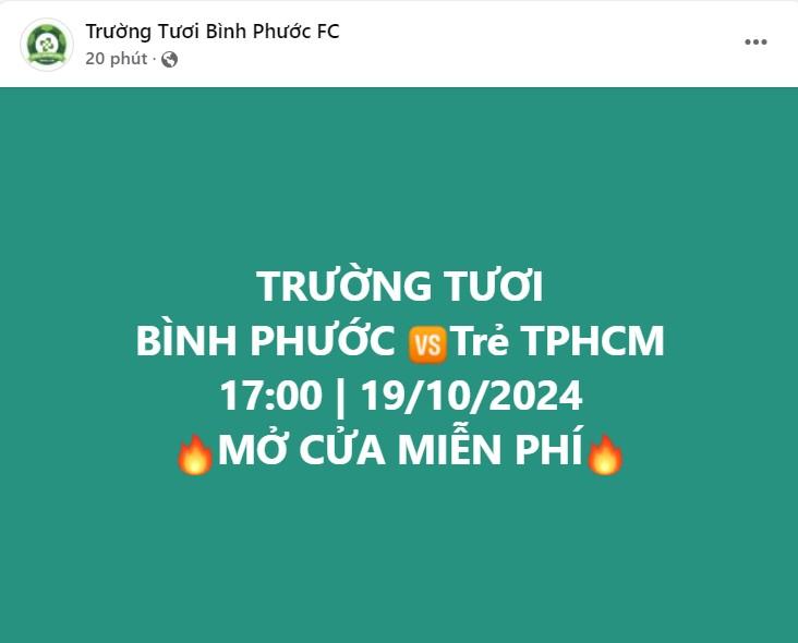 CLB Trường Tươi Bình Phước Mở Cửa Tự Do Cho Khán Giả Ở Trận Khai Mạc Cúp Quốc Gia