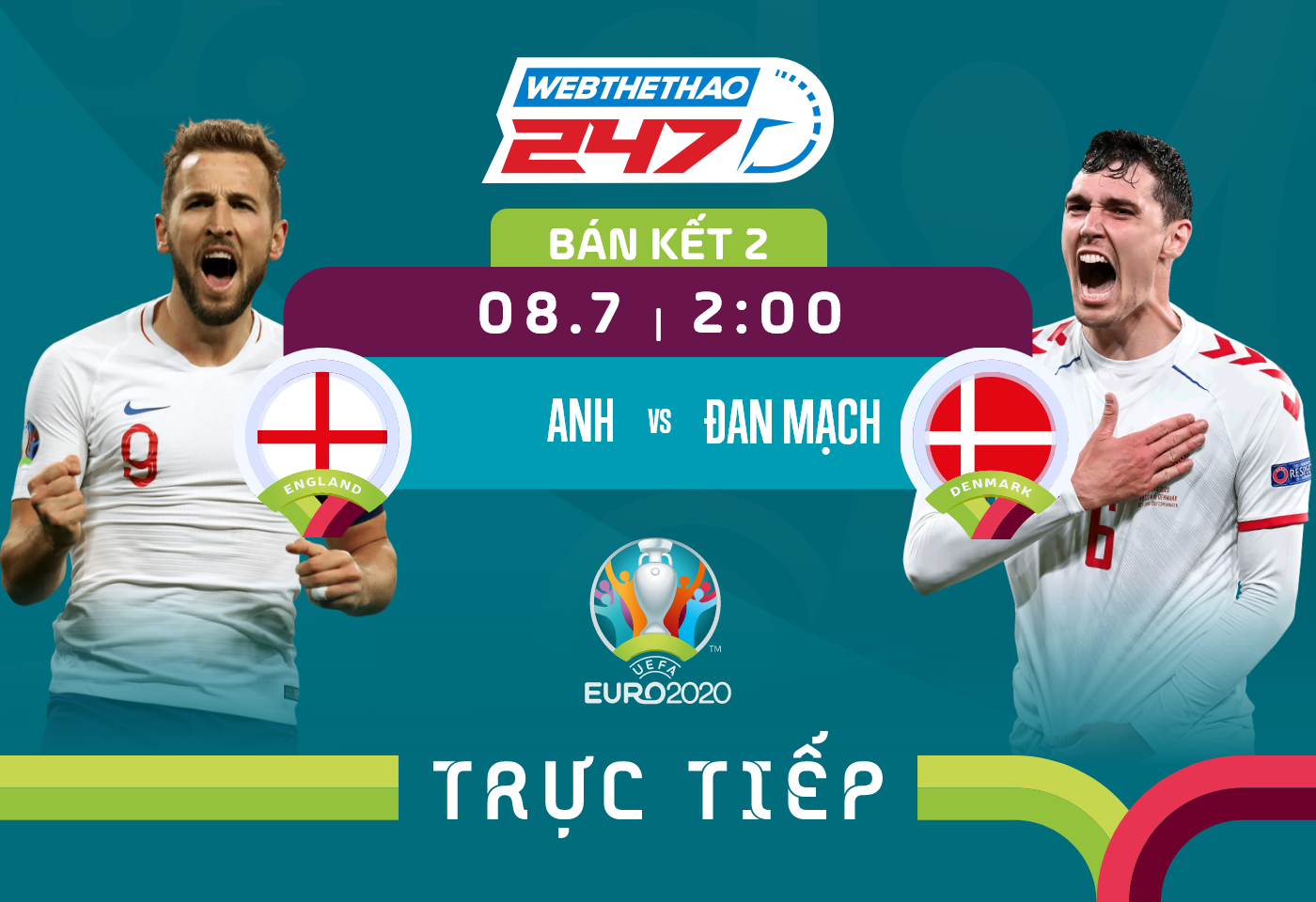 Tường thuật trực tiếp Anh vs Đan Mạch