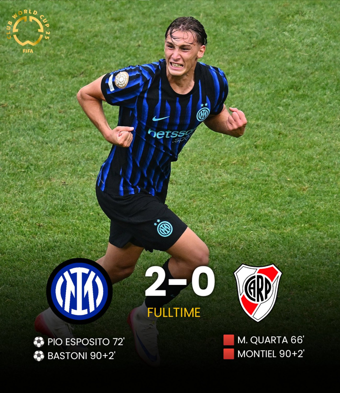 Inter Milan vượt qua River Plate, tiến vào vòng 1/8 FIFA Club World Cup 2025
