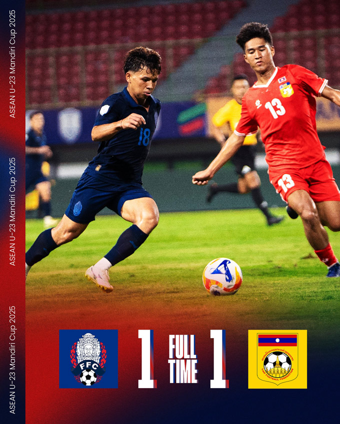 U23 Campuchia hòa U23 Lào 1-1 trong trận mở màn đầy kịch tính