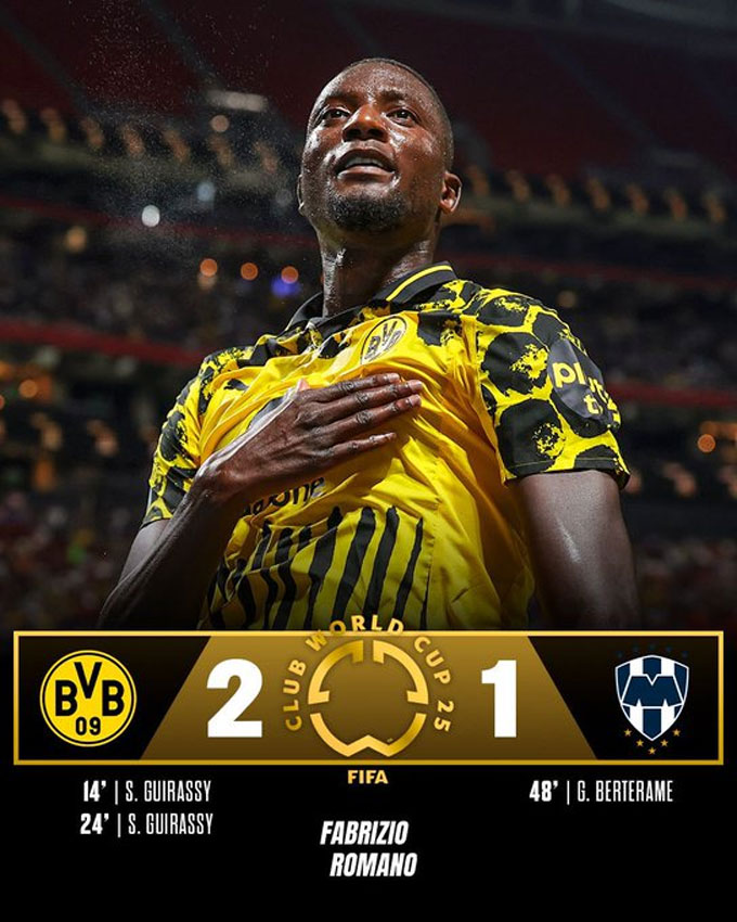 Dortmund vượt qua Monterrey, tiến vào tứ kết FIFA Club World Cup 2025