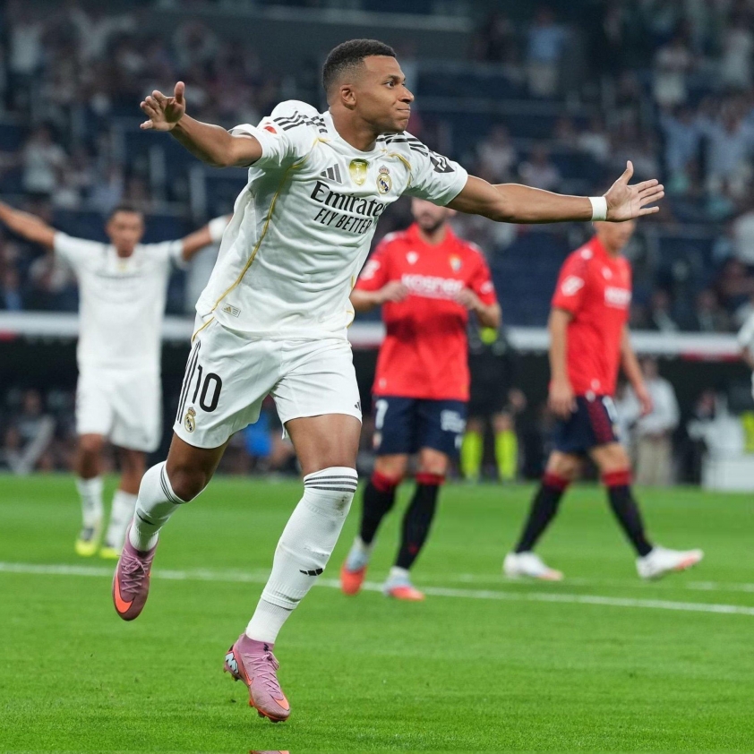 Mbappé ghi bàn thắng đầu tiên với áo số 10 của Real Madrid