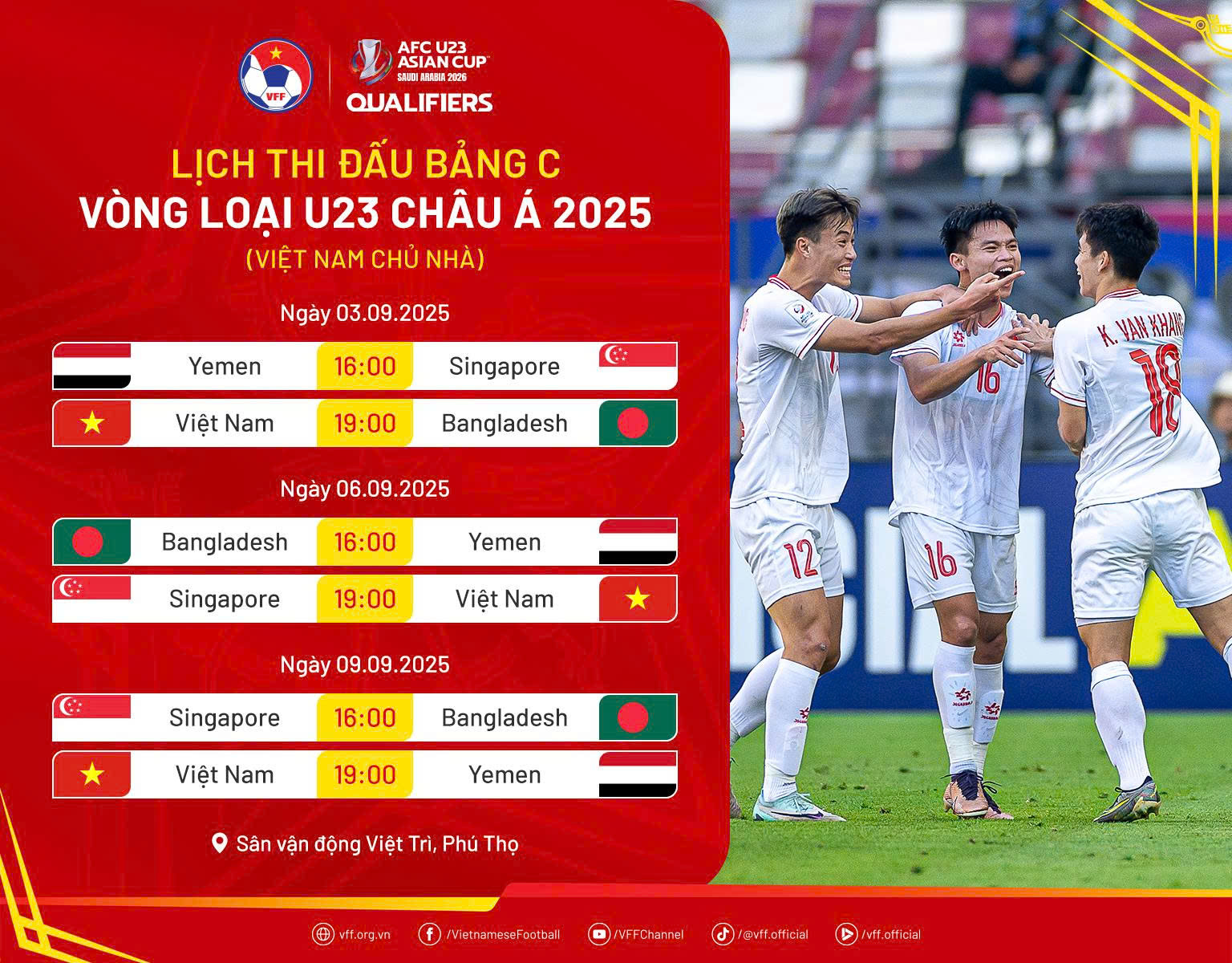 Lịch thi đấu vòng loại U23 Châu Á 2026