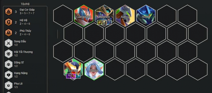 Bố trí đầu game với các tướng chủ lực
