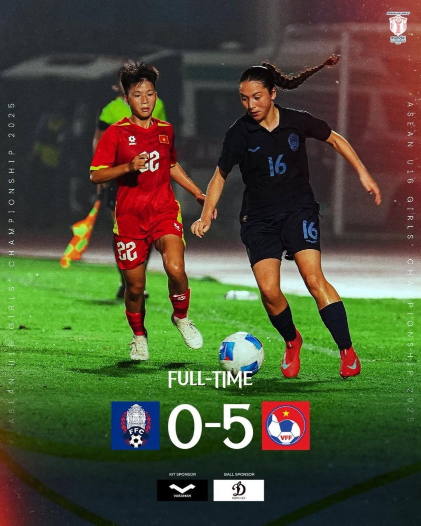 U16 nữ Việt Nam ăn mừng chiến thắng