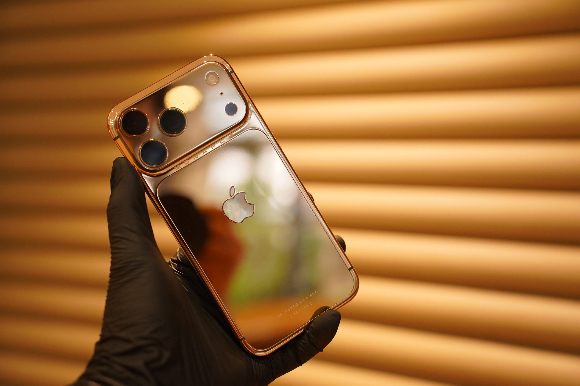 Nút bấm titanium đính kim cương sang trọng trên iPhone MONARCH