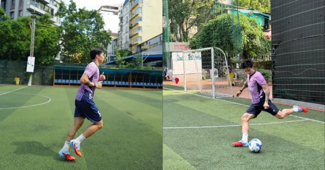 Đoàn Văn Hậu trên sân tập