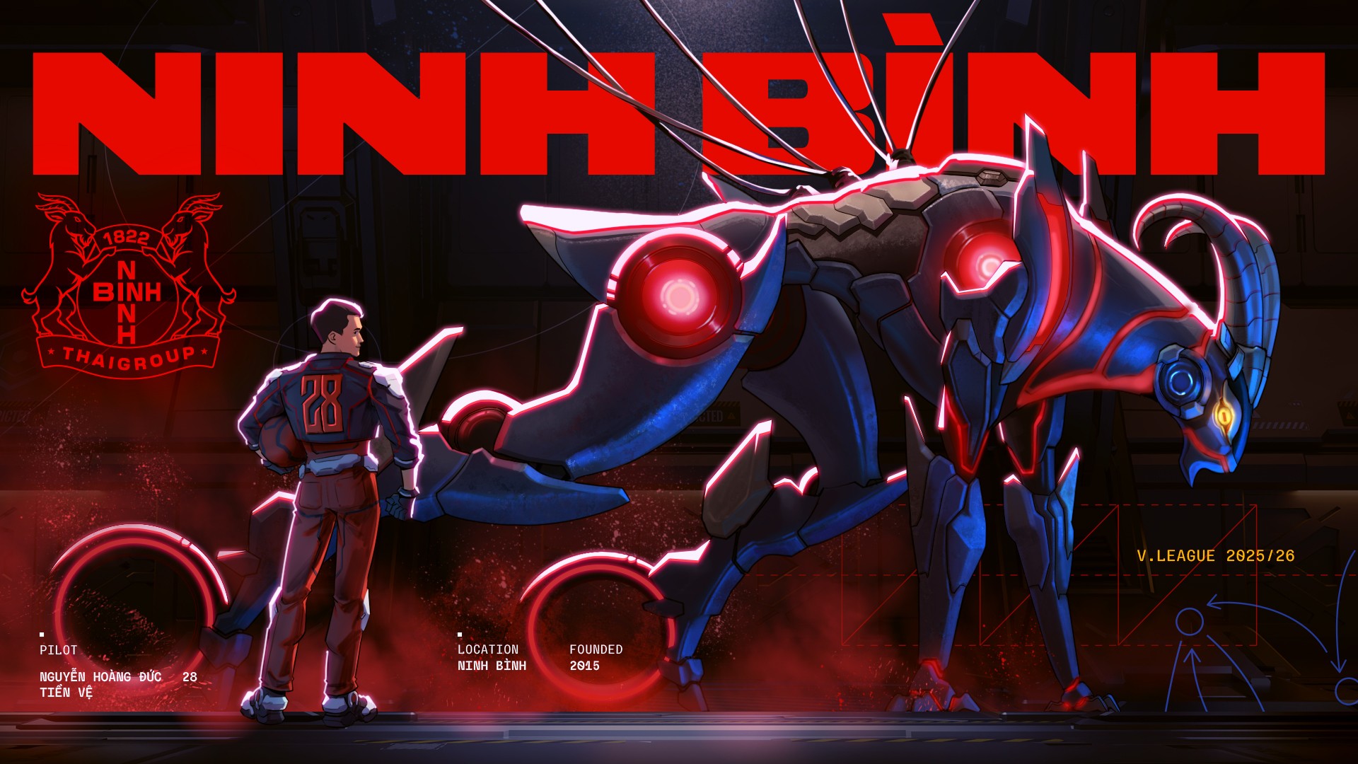 Robot Ninh Bình hình dê núi đặc trưng Robot Ninh Bình cùng đội trưởng Hoàng Đức