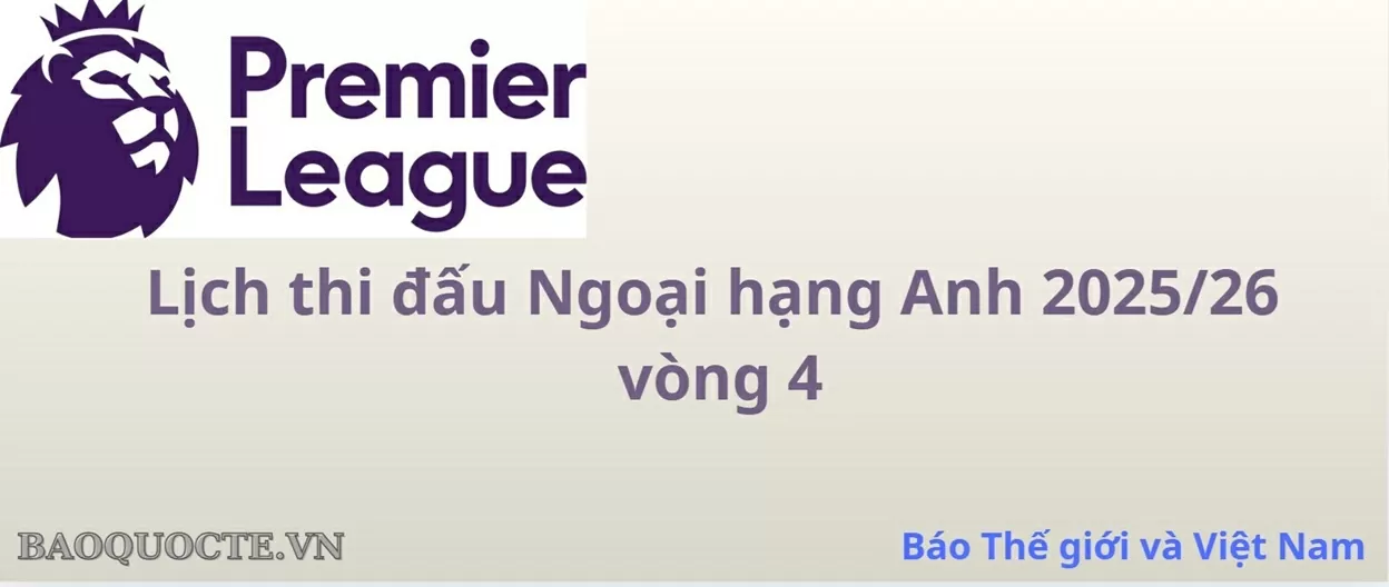 Lịch thi đấu Ngoại hạng Anh vòng 4