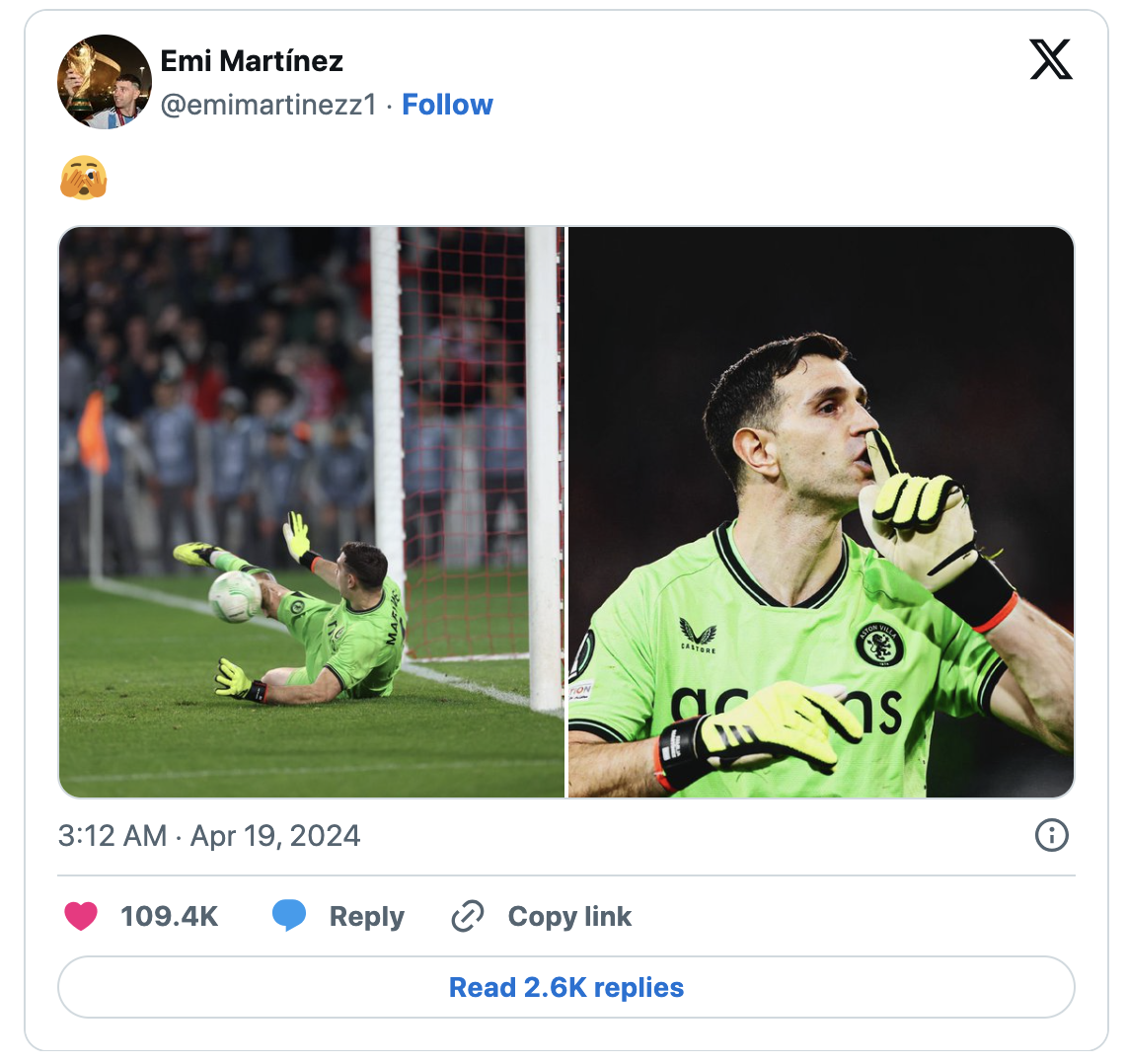Trang cá nhân gây tranh cãi của Emiliano Martinez