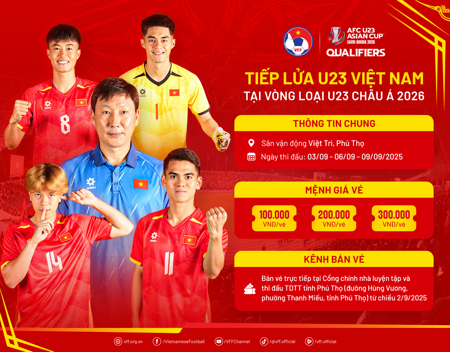 Thông tin vé trận đấu U23 Việt Nam vs U23 Yemen