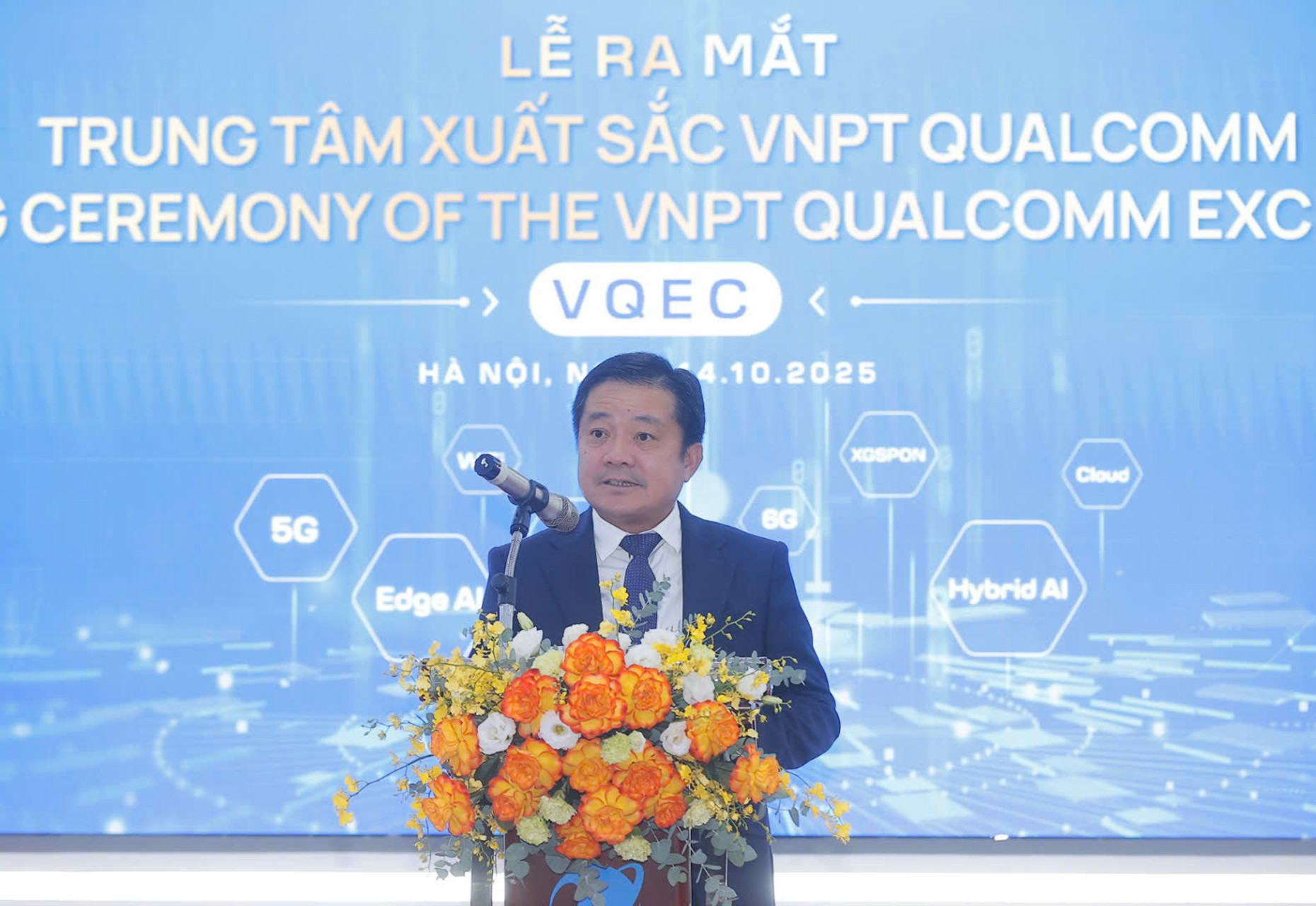 Tổng Giám đốc VNPT Huỳnh Quang Liêm tại lễ ra mắt Trung tâm VQEC