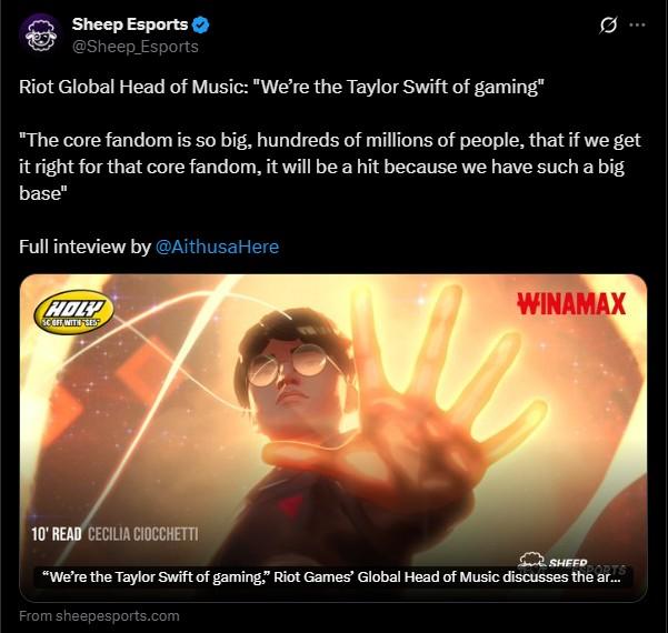 Riot Games tự nhận là Taylor Swift của ngành game