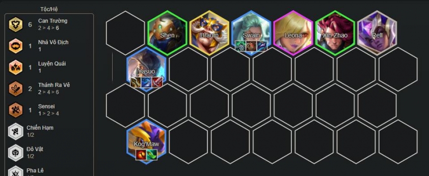 Giai đoạn cuối game đội hình Yasuo Tường Gió