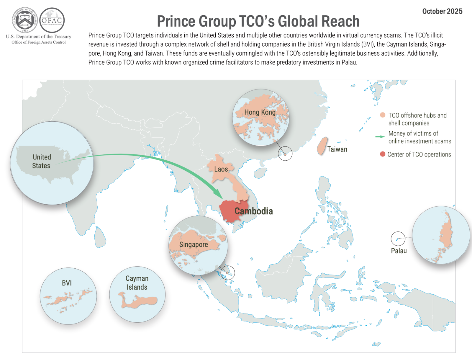 Đồ họa OFAC minh họa tài sản toàn cầu của Prince Group