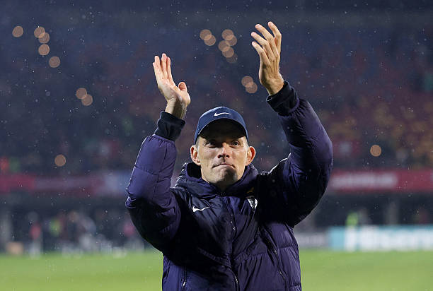 HLV Thomas Tuchel vui mừng với chiến thắng của tuyển Anh.