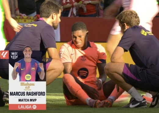 La Liga biến Rashford thành trò cười khi trao giải cầu thủ xuất sắc nhất trận đấu dù Barcelona nhận thất bại với tỉ số 1-4 trước Sevilla - Ảnh: chụp màn hình