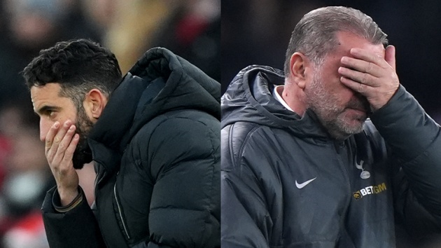 HLV Amorim và Postecoglou đang gặp áp lực rất lớn.