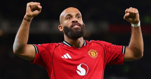 Mbeumo trong màu áo Man United. Mbeumo trong màu áo Man United.