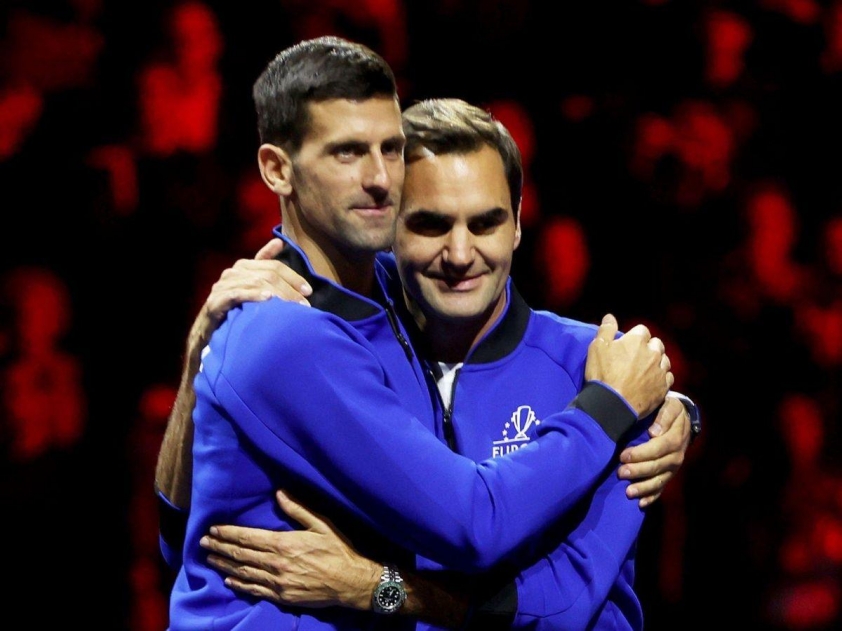 Novak Djokovic trong buổi lễ chia tay Roger Federer tại Laver Cup 2022