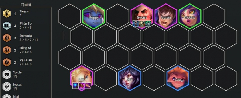 Giữa game nâng cấp đội hình Lux pháp sư