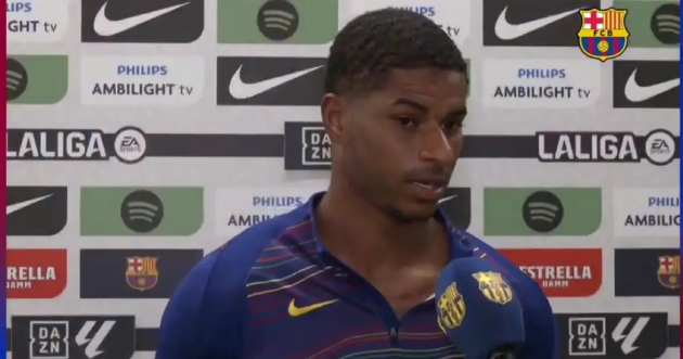 Marcus Rashford ăn mừng bàn thắng cho Barca